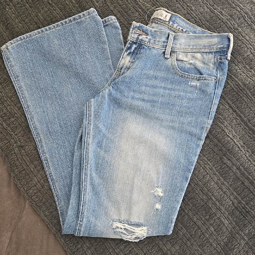Hollister Blue Distressed Flare Jeans